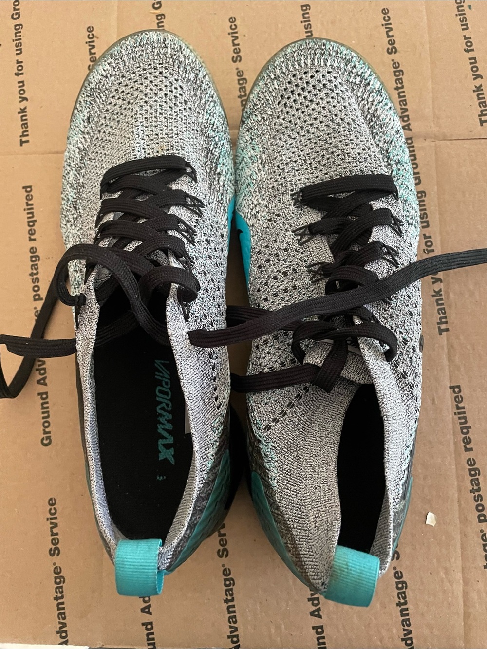 Nike Men's VAPORMAX Running Shoes in Silver and Teal